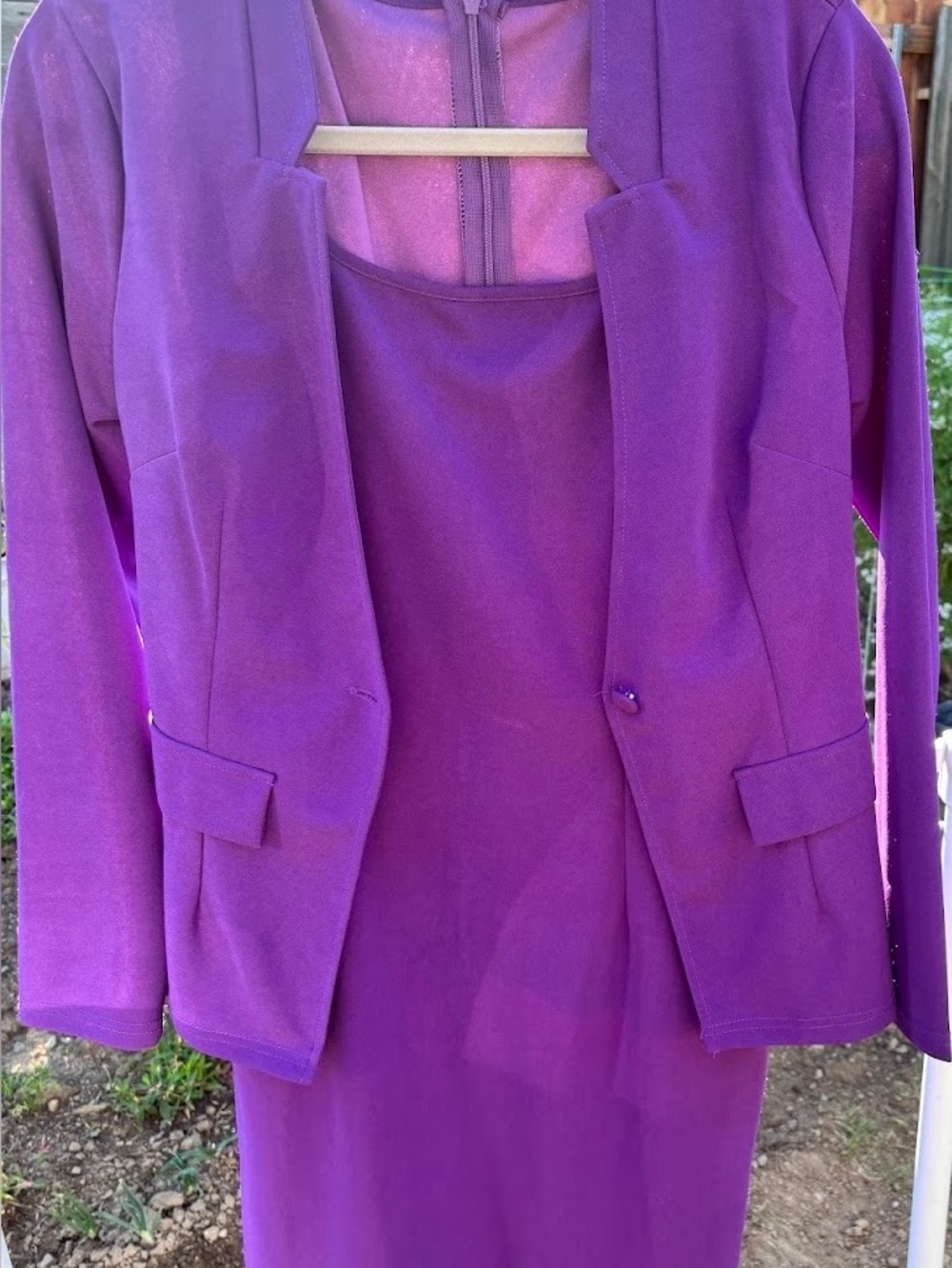 Women's Purple Two-Piece Dress and Blazer Set